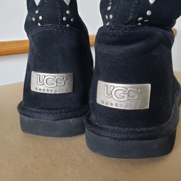Rare western style UGG Joplin Studded Tall Black Boots Suede - Picture 12 of 14